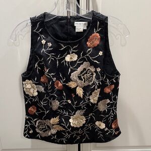 Black Floral Embroidered Women's Top